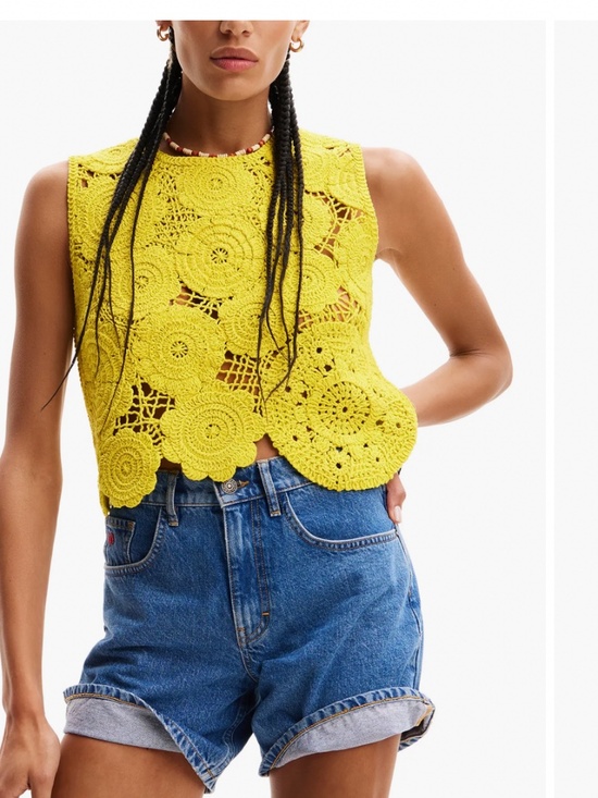Desigual Tops - Desigual Cotton Crochet Top Size M